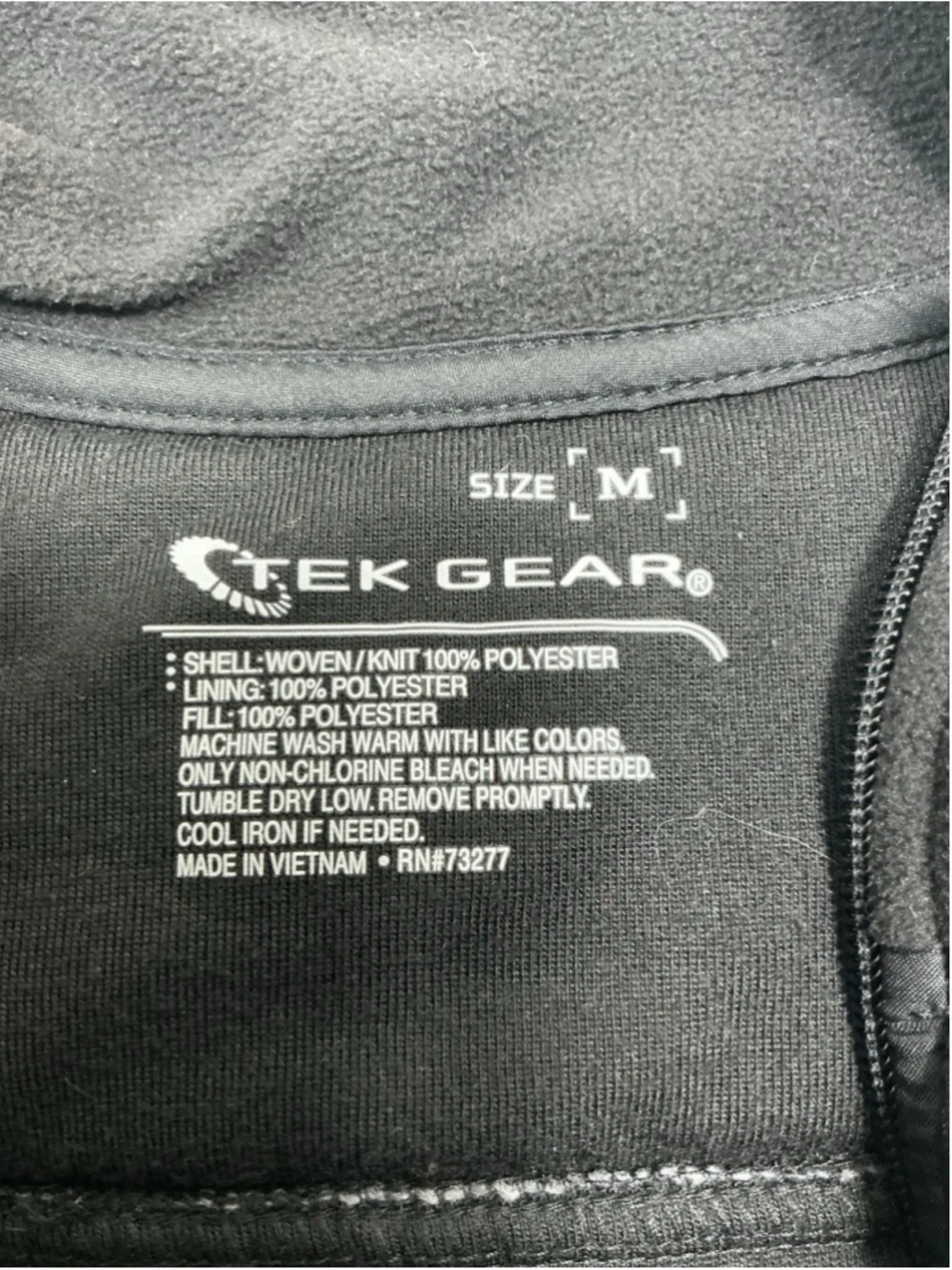 Womans Excellent Tek Gear Full Zip Vest Medium Black Woven Knit